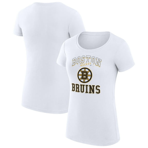Women's G-III 4Her by Carl Banks White Boston Bruins Super-Slim Fit Lightweight Team Logo Graphic T-Shirt