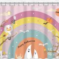 thumbnail image 1 of Whimsical Halloween Rainbow Shower Curtain with Bats & Ghosts - Happy Halloween Decor, 1 of 4