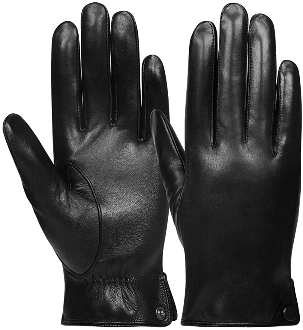 Mens Soft 100% Sheepskin Real Leather Gloves Polyester Lined Ideal For Driving 