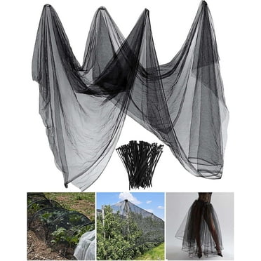 Mosquito Netting Garden Insect Mesh Netting Garden Patio Mesh Screen Net Fly Insect Bug Bird Net Barrier for Patio Balcony Porch Gazebo Vegetables Fruits Plant Protection(9.84 x 65.62 ft,Black)