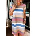 thumbnail image 3 of Women's Multicolor Striped Pocket T Shirt Dress, 3 of 19