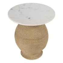 Butler Specialty Company Shea 19" Round Marble and Rope End Table - Ivory