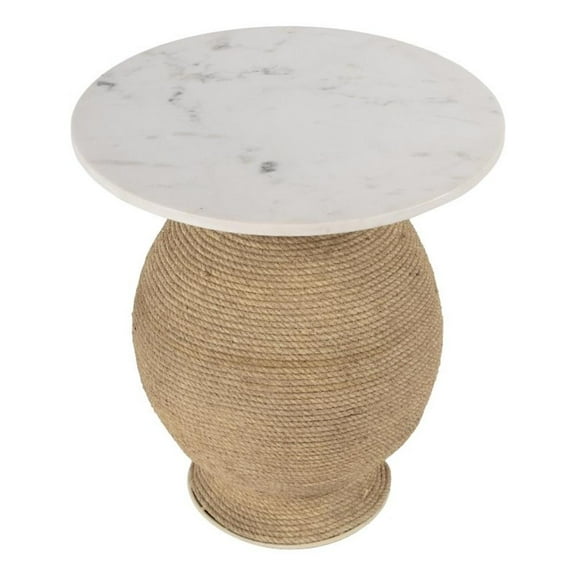 Butler Specialty Company Shea 19" Round Marble and Rope End Table - Ivory