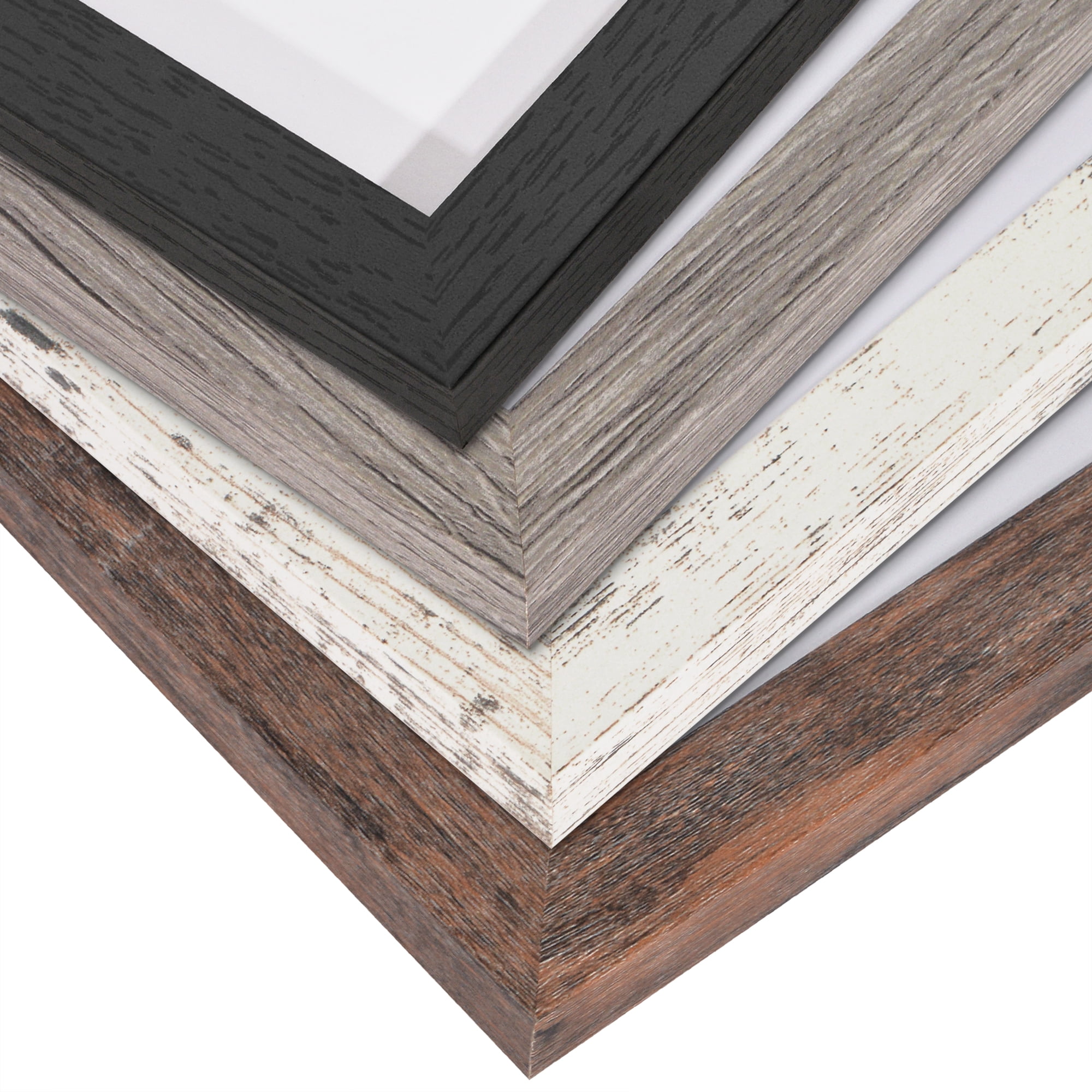 Americanflat 11x14 Picture Frame with 8x10 Mat 4 Pack - Rustic Picture Frames Shatter Resistant Glass and Easel