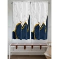 thumbnail image 6 of Living Room Curtains 72 Inches length, Navy Blue Gold Marble Window Treatment Curtain Drapes, Modern Abstract Marble Crack Texture Light Filtering Drapes for Bedroom Laundry Room, 52"x72", 2 Panels, 6 of 7