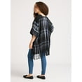 thumbnail image 2 of Time and Tru Women's Plaid Ruana Coverup, One Size, Black Soot, 2 of 4