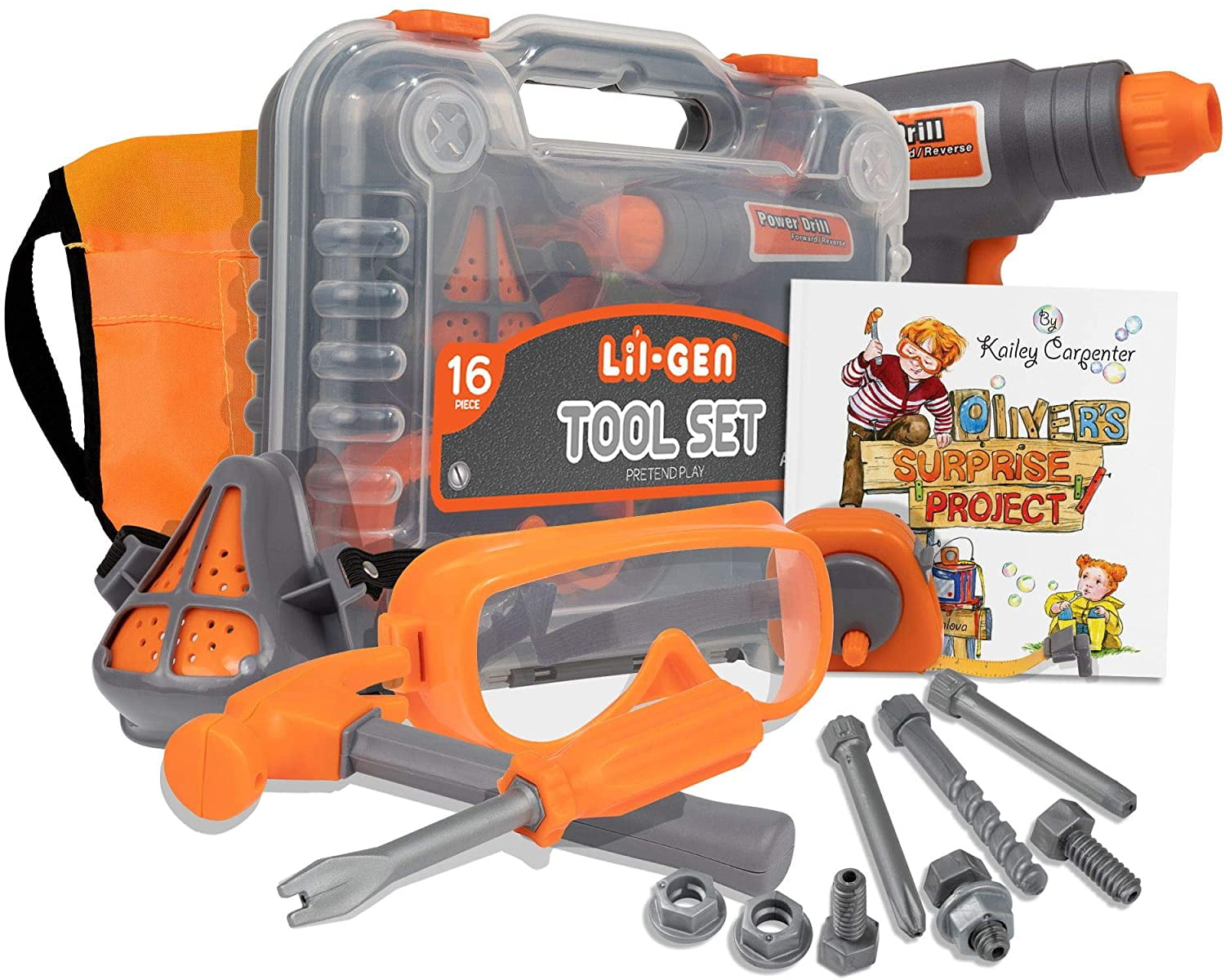 Pretend Play Co Little Mechanic Power Tools Construction Toolbox Set for Kids 
