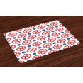 thumbnail image 1 of Ambesonne Floral Place Mats Set of 4, Abstract European Nature, Standard Size, Slate Blue Red White, 1 of 4