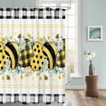 thumbnail image 3 of Fabric Shower Curtain, Summer Bee Daisy Eucalyptus Striped Polka Dot Heart Black Plaid Shower Curtains with 12 Hooks Waterproof Machine Washable Bath Curtains for Bathroom, 54 x 78in, 3 of 6