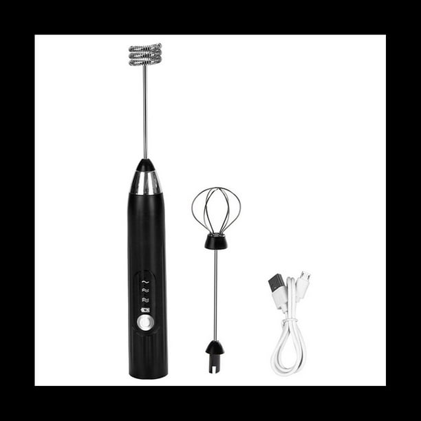 EléCtrico PortáTil 3 en 1, Espumador de Mano, Mezclador de Bebidas de Alta Velocidad, Varita para Espumar Café, Color Negro