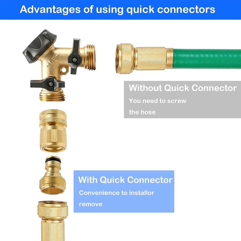 3/4" Garden Hose Quick Connect Solid Brass Quick Connector Garden Hose Fitting Water Hose Connectors Garden Hose Disconnect (6Set）