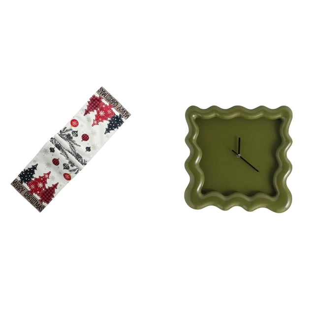 Decoración Festiva De Mesa De Granja Y Reloj De Pared Cuadrado Silencioso Para El Hogar, El Estudio, La Cocina, El Armario, La Mesa De Centro, El Invierno Y La Navidad.
