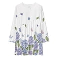 thumbnail image 2 of Hydrangea Purple Floral Loose Dress Evening Dress Summer Dresses for Women Luxury Dress Long Sleeved Dress, 2 of 4