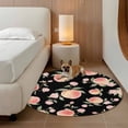 thumbnail image 2 of Peach Round Area Rug 4Ft Washable Circle Rugs for Bedroom Dining Room, Spring Floral Green Leaf Botanical Pink Fruit Black Non-Slip Carpet Floor Mats Indoor Outdoor Carpet Runner Aesthetic Home Decor, 2 of 8