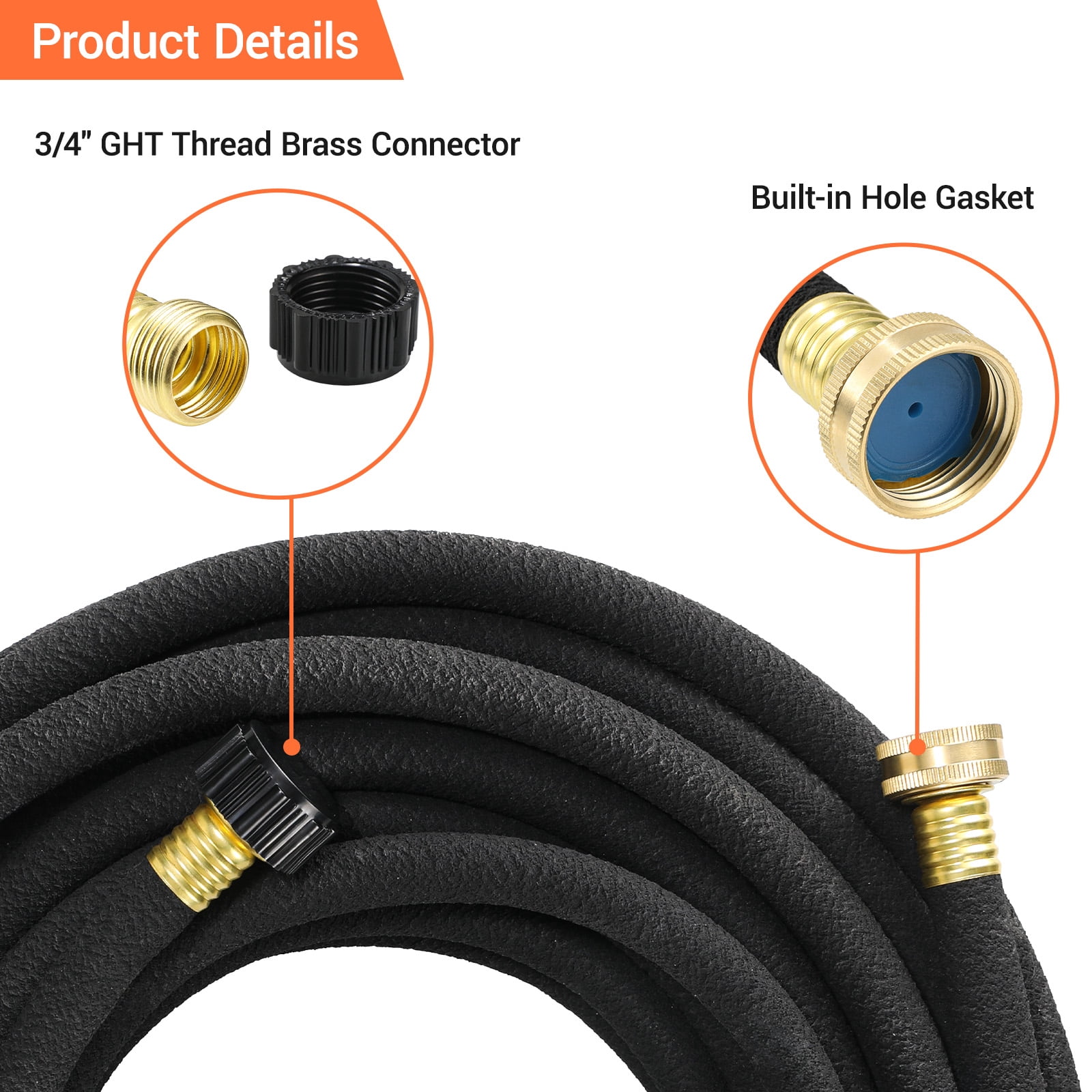 TLGREEN Soaker Hose 50 ft 1/2", Solid Brass Connectors, Heavy Duty Drip Hose to Save 70% Water, for Garden, Lawn and Yard