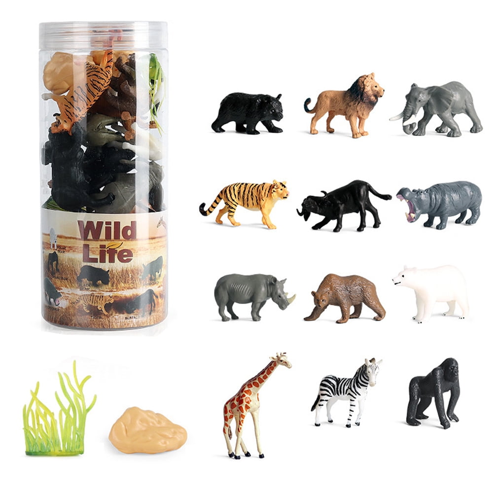 12Pcs Mini Animal Figures Toys Wild Animals Figurines African Animals