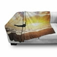 thumbnail image 3 of Yoga Soft Flannel Fleece Blanket, Warrior Pose by Woman in Silhouette with Majestic Sunset Sky Virabhadrasana Practice, Cozy Plush for Indoor and Outdoor Use, 70" x 90", Multicolor, by Ambesonne, 3 of 6