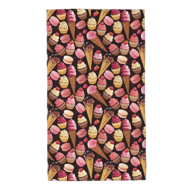 Fotbe Ice Cream Cake Toalla Premium con Patrón, Toalla de Microfibra de Secado Rápido, Ligera y Altamente Absorbente (27.5x16in), Ideal para Uso Diario