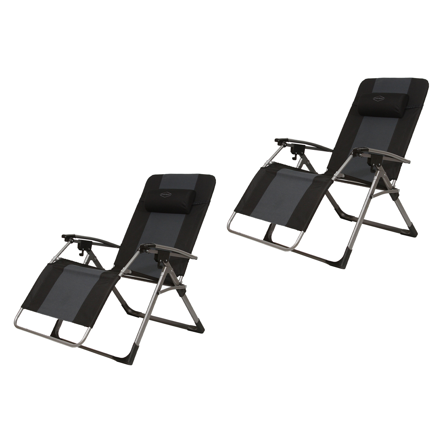 KampRite Oversized Anti Gravity Folding Beach Chair, Black (2 Pack)