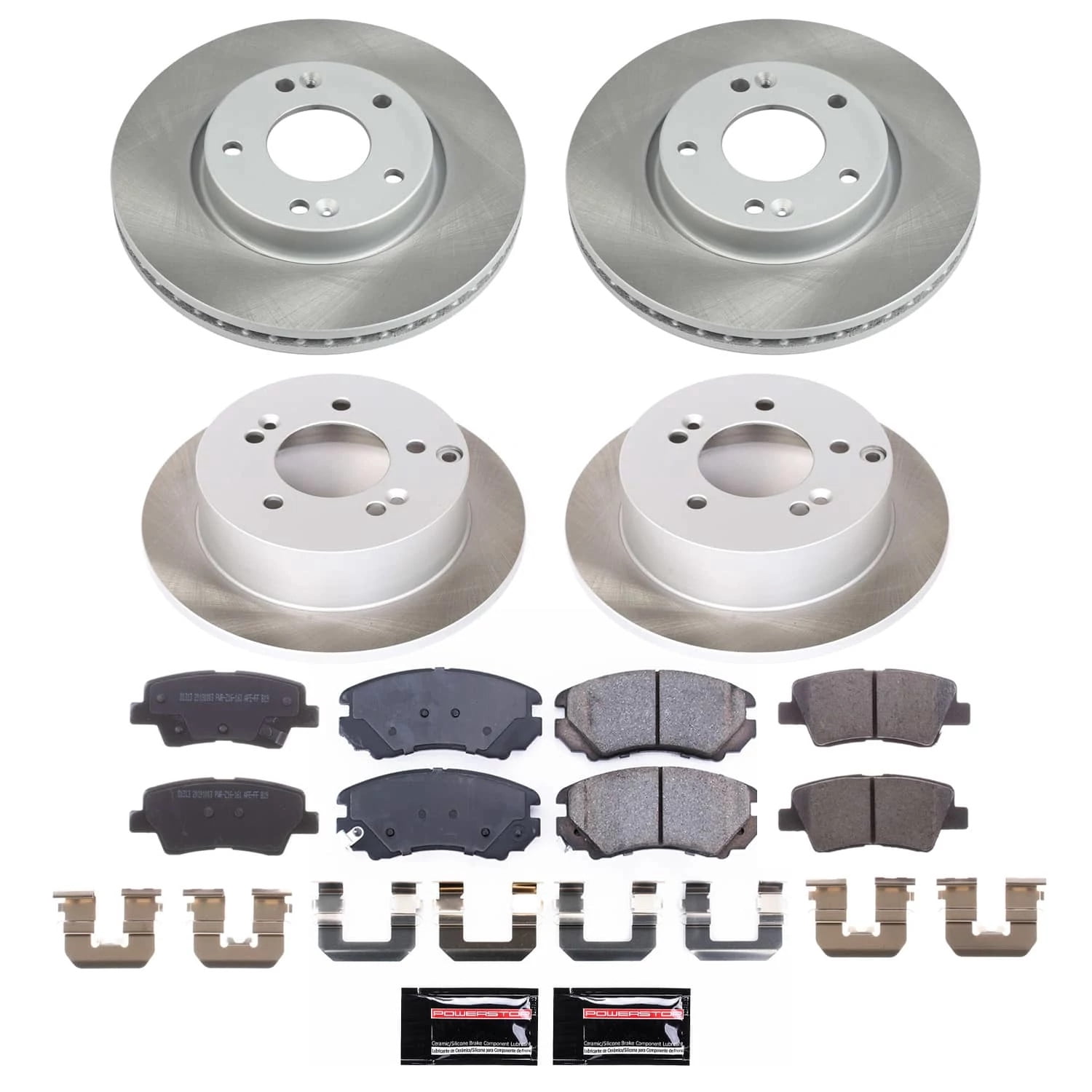 PowerStop Front and Rear Semi-Coated Rotor and Low-Dust Ceramic Brake Pad Kit SC5367
