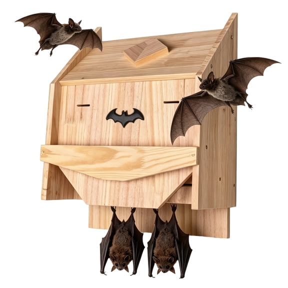 Bat-Shaped Double Chamber Bat House  – Large Solid Wood Roosting Box with Pre-Drilled Kit – Easy to Hang on Tree, Wall, or Post – Backyard Bat Shelter