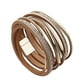 thumbnail image 1 of 1 Uds pulsera de cuero trenzado PU pulsera de cuero con diamantes de imitación para mujer Oro jinwen Pulsera multicapa para mujer, 1 of 5