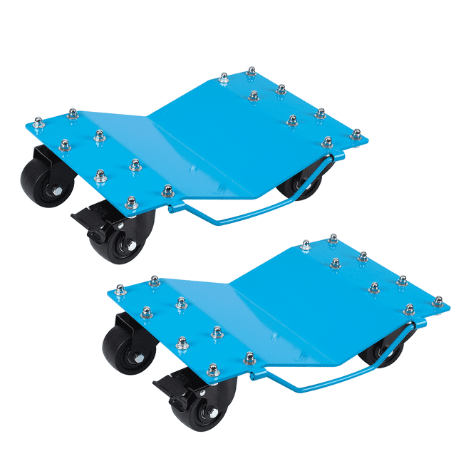 Ensemble de 4 Roulettes pour Roues de Voiture - Capacité de 8000 Lb, Patins à Pneus Robustes avec Roulettes Pivotantes à 360° et Freins pour Déménagement de Véhicule