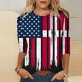 thumbnail image 2 of Lcziwo Women 4th of July T Shirt Casual Trendy Summer 2025 Shirts American Flag Patriotic Tunic Tops 3/4 Sleeve Round Neck Comfy Blouses Blue,L, 2 of 4