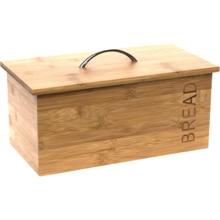 Mindful Design Modern Bamboo Bread Box Storage Bin For Kitchen Counter Pantry