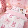 thumbnail image 3 of meiyoeat Bow Monogram B Twin Duvet Cover For Girls,Kids Pink Coquette Bowtie Twin Bedding,Pink Reversible,2-Piece(No Comforter), 3 of 6
