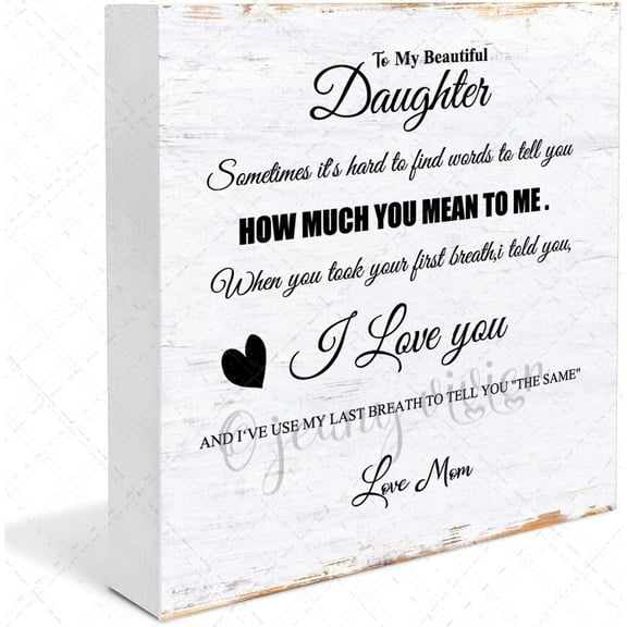 To My Beautiful Daughter Wooden Box Sign, Daughter Gifts from Mom, Meaningful Wood Sign Plaque Gift, Mothers Day Christmas Thanksgiving Birthday Graduation Wedding Day Romantic Gift 5"x5"