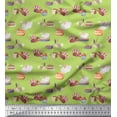thumbnail image 1 of Soimoi Green Velvet Fabric Rabbit Animal Printed Fabric 1 Yard 58 Inch Wide, 1 of 1