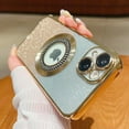 thumbnail image 3 of Funda magnética MagSafe para iPhone 13, protección total, delgada, a prueba de golpes, antiarañazos, con purpurina y protector de lente de cámara, vista del logotipo y a prueba de polvo, 3 of 7