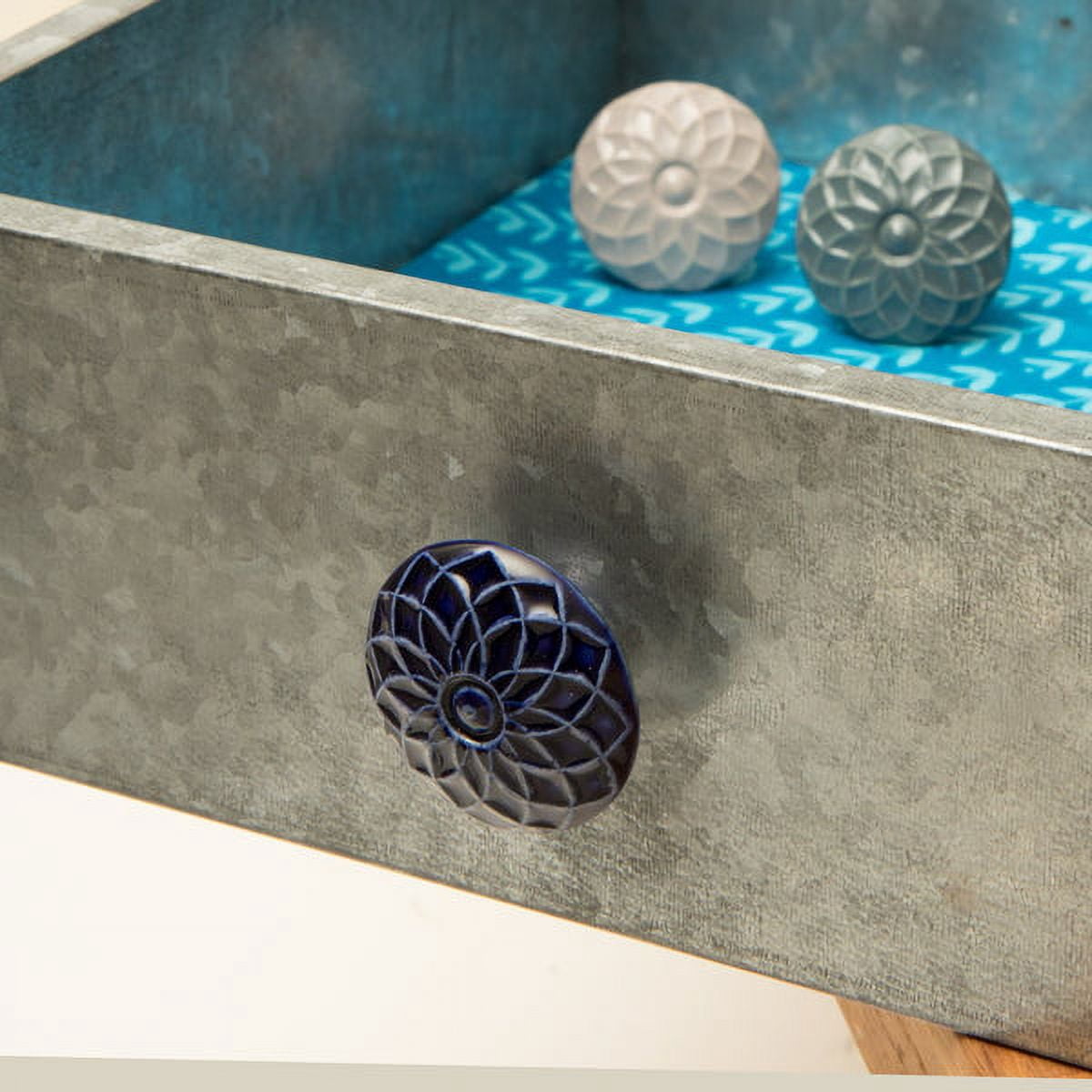 Set of Six Ceramic Beatriz Dark Blue Cabinet Knobs by Trinca-Ferro