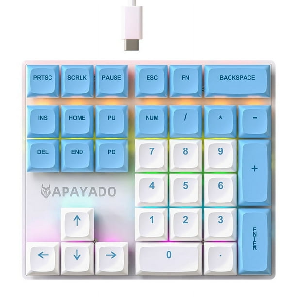 Teclado numérico mecánico, teclado numérico intercambiable en caliente de 33 teclas, teclado numérico USB con cable, teclado retroiluminado Multicolor para computadora portátil, Mac, PCDesktop