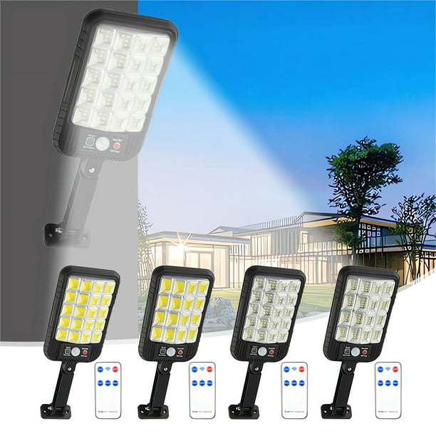 Fiudx Lámpara Solar de Pared para Exteriores, Lámpara Led Impermeable para Jardín, Sensor de Movimiento, Control Remoto, Modos de Iluminación Ajustables, Ideal para Villas, Patios y Garajes, Tamaño 3