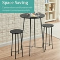 thumbnail image 6 of VECELO 3-Piece Bar Table Set with 2 Stools, Space Saving Round Pub Table Set for Breakfast Nook, Bistro, Dining Room, Kitchen, Black, 6 of 9