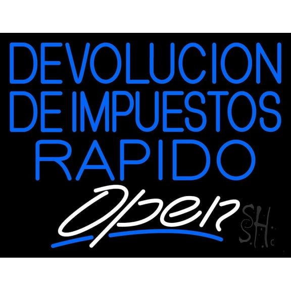 Devolucion De Impuestos Rapido Open LED Neon Sign 15 x 19 - inches, Clear Edge Cut Acrylic Backing, with Dimmer - Bright and Premium built indoor LED Neon Sign for Bar decor.