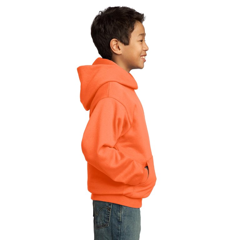 Port u0026 Company Youth Core Fleece Pullover Hooded Sweatshirt-XS (Neon Orange)  - Walmart.com