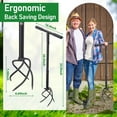 thumbnail image 2 of Hand Tiller for Gardening, Manual Garden Claw Cultivator with 4 Sharp Curved Steel Tines, Twist Tiller Soil Loosener, Rotary Handheld Tiller for Yard Lawn Weeding, 2 of 7
