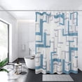 thumbnail image 1 of Modern Geometric Shower Curtain, Waterproof Shower Curtain and Polyester Bath Curtain for Bathroom, Textured Fabric Shower Curtain Set with Hooks, Machine Washable,Light Blue,72x84 Inch, 1 of 1