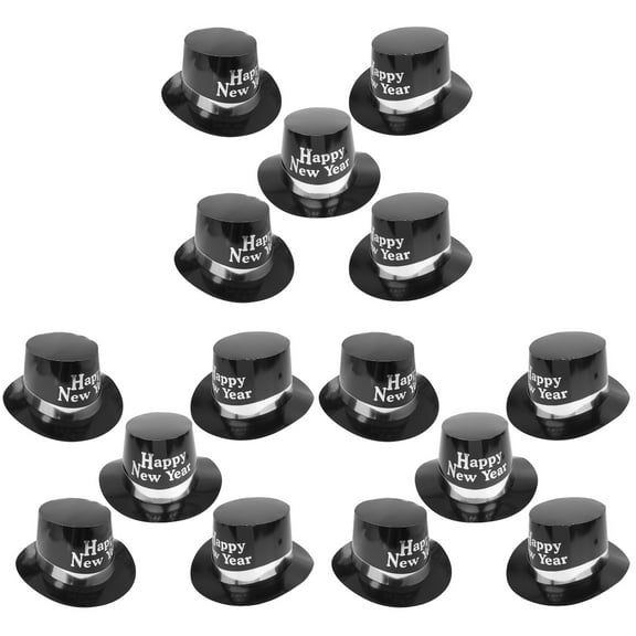 Masteelf 15-Piece Party Top Hat Paper Hats with White Letter Printing, Creative Headdress Decorations and Party Favors for New Year Cosplay