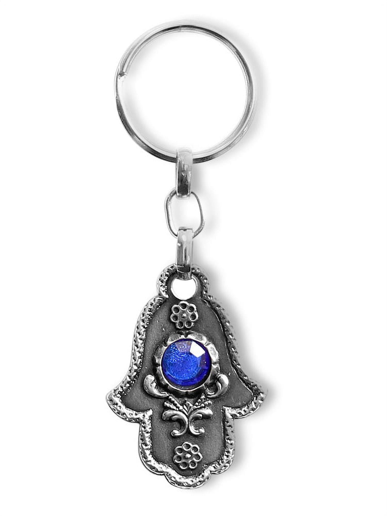 Mazal Hamsa Lucky Key Chain Ring EVIL EYE Jewish Judaica Amulet Hebrew  Pendant
