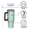 thumbnail image 4 of 40oz Pioneer Flower Floral Print Pattern Insulated Tumbler with Handle, BPA-Free Leak Proof Lid and Straws, Double Wall Vacuum, Hot 12h/Cold 34h, 4 of 6