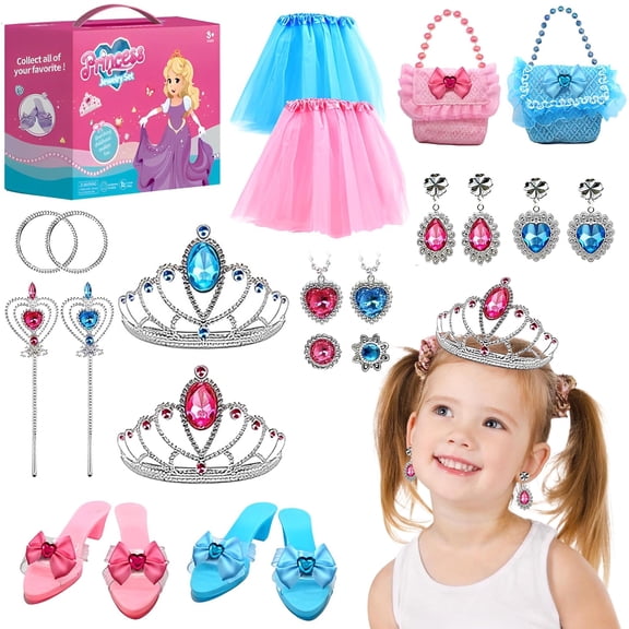 JUGAAD LIFE Princess Toys, Princess Dress up for Girls, Jewelry, Crown and Shoes, Princess Pretend Play Toy Gift for 3 4 5 6 7 Year Old Girls