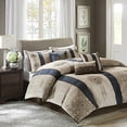 thumbnail image 1 of Donovan 7 Piece Jacquard Comforter Set Navy Queen, 1 of 4