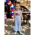 thumbnail image 5 of BemeyourBBs Toddler Baby Girl 4th of July Outfit Independent Day Clothes Summer Romper Bell Bottoms Patriot Star Print American Flag Embroidered Spaghetti Strap Casual Jumpsuit Overalls, 5 of 9
