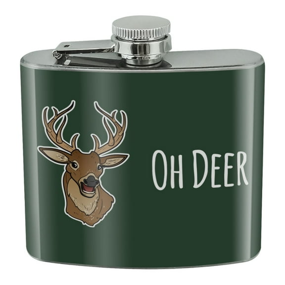 Oh Deer Dear Funny Stainless Steel 5oz Hip Drink Kidney Flask