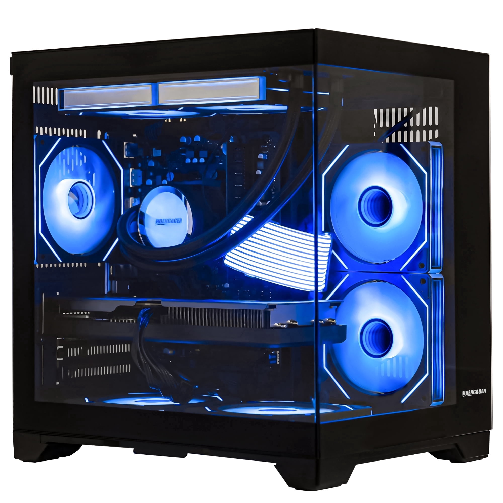 Hoengager Gaming PC Desktop -AMD Ryzen 7 5700X, GeForce RTX 3050 6G, 32GB DDR4 RAM, 2TB SSD,240 AIO, Software-controlled ARGB,Windows 11 -BLACK