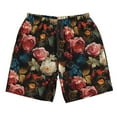 thumbnail image 3 of Uemuo Rose Flowers Pattern Men's Swim Trunks Hawaiian Beach Bathing Suit Swimsuits Beach Quick-Dry Shorts with Pockets-Medium, 3 of 9